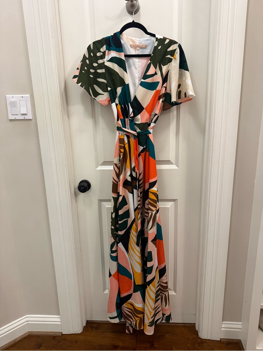 Anthropologie Multicolor Tropical Wrap Maxi Dress